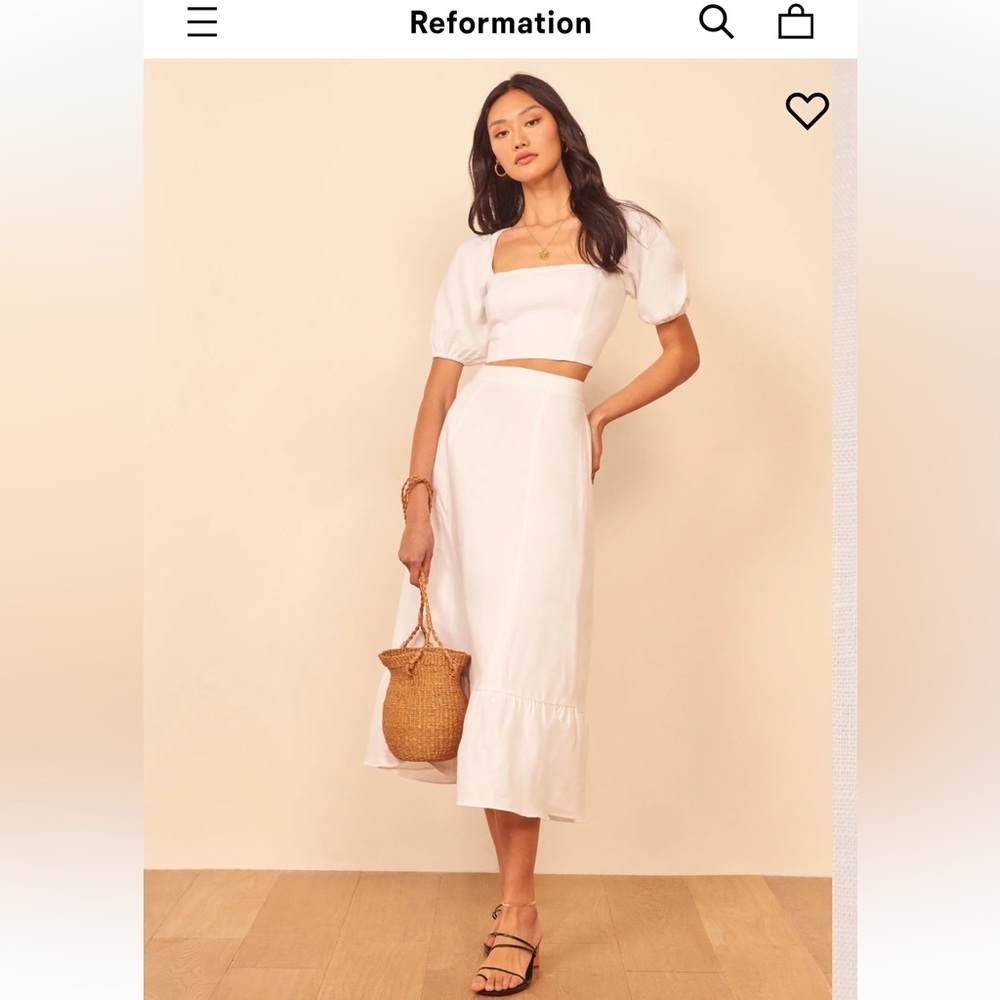 Reformation Linen White Set Size Small.